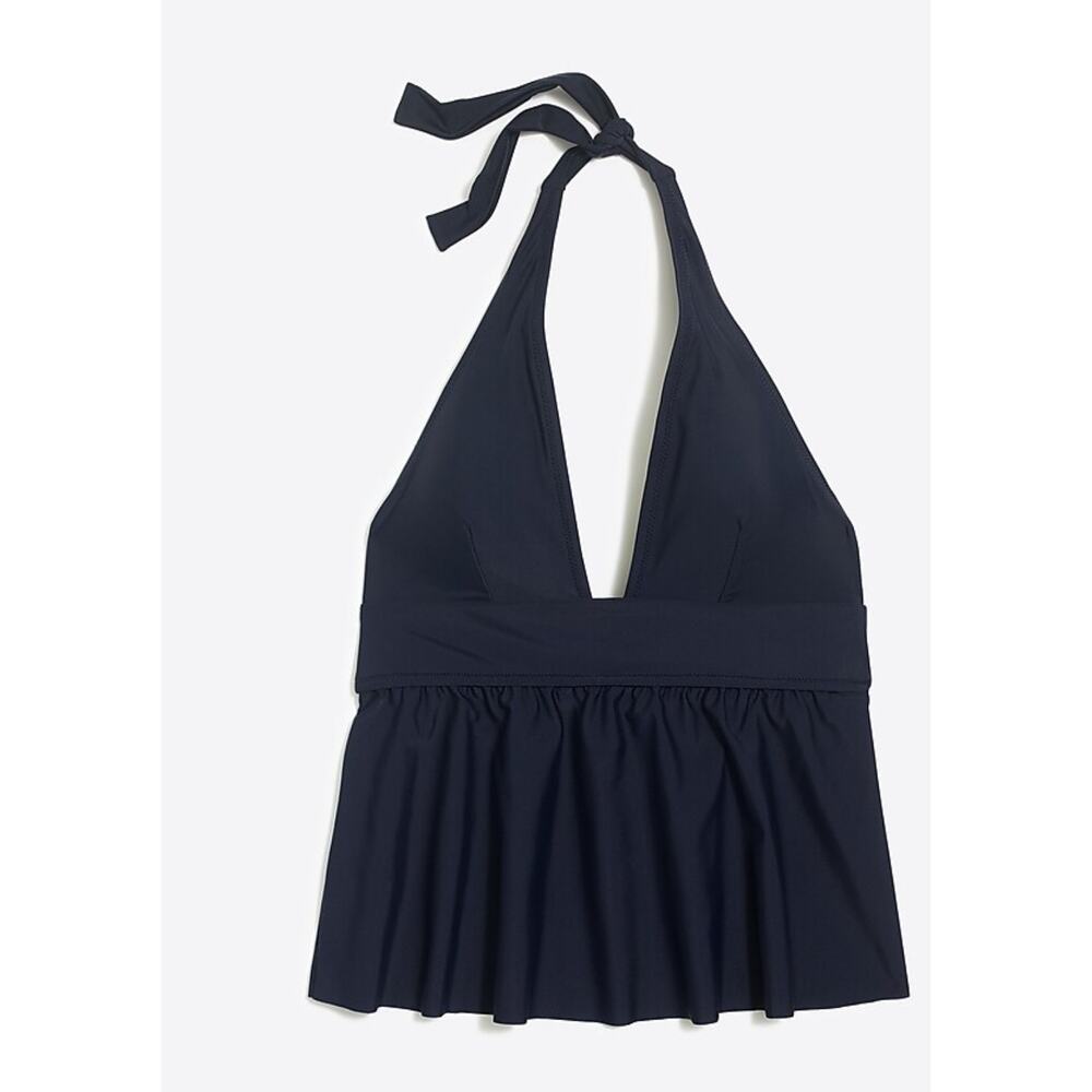 J.Crew | Black Halter Peplum Tankini Top | Size XS